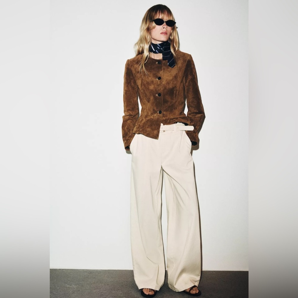 Zara WIDE LEG BELTED PANTS